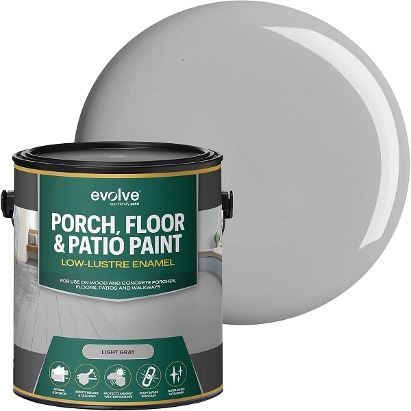 Evolve Porch & Floor Latex Coating Light Gray 1 Gallon – Durable Exterior Concrete & Wood Floor Paint