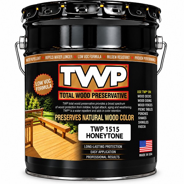 TWP 1515 Honeytone Low VOC Wood Preservative Stain– 5 Gallon, Exterior Deck & Fence Oil-Based Sealer